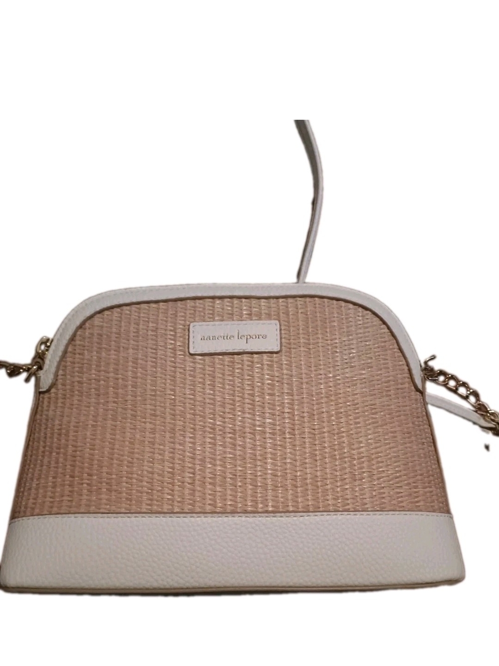 Nanette Lepore Beige and Cream Woven Crossbody